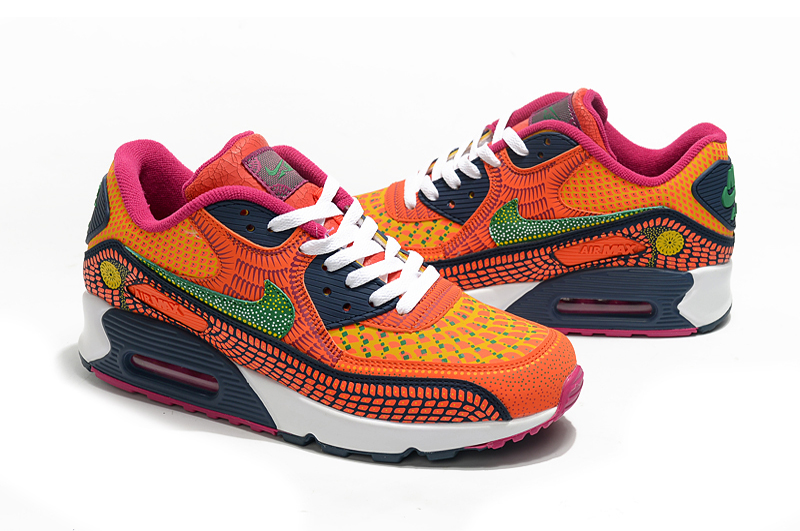 New Women Nike Air Max 90 Yellow Orange Blue Green Shoes - Click Image to Close